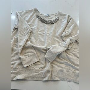 Old Navy Beige Sweatshirt with Beaded Neckline